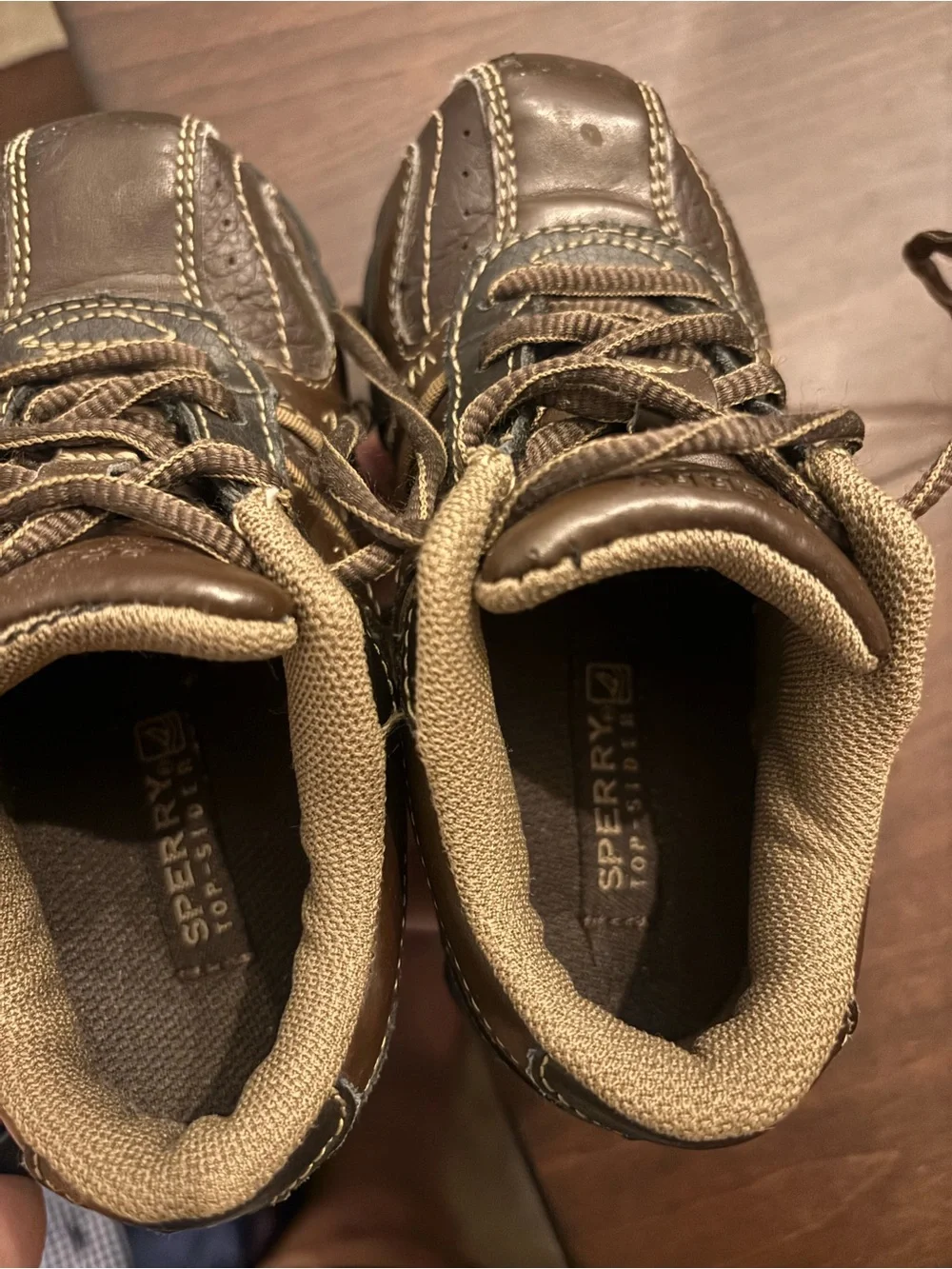 Sperry Top-Slider Clipper LC Brown Kids Lace-Up Leather Shoes Size 8.5 W